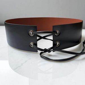 Reversible Brown Black Leather Belt Women - Adjustable Tie Belt for Dresses & Coats, Women’s Leather Cinch Belt