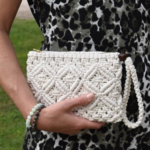 Macrame Clutch Bag cream or white color, Boho Clutch,  Wedding Bridal Bag, Boho Macrame Purse
