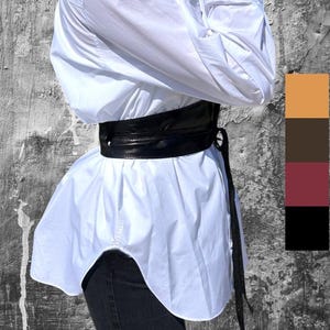 Fashion Waist Belt, Wide Black Leather Obi Belt, Wrap Waist Belt for Women, Wraparound Belt, Black Wrap Belt for Dresses, Kimonos, Blouses