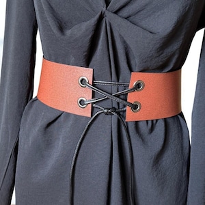 Reversible Wide Leather Obi Belt – Adjustable Brown-Black Cincher with Brass Details | Fits XS–XXL sizes