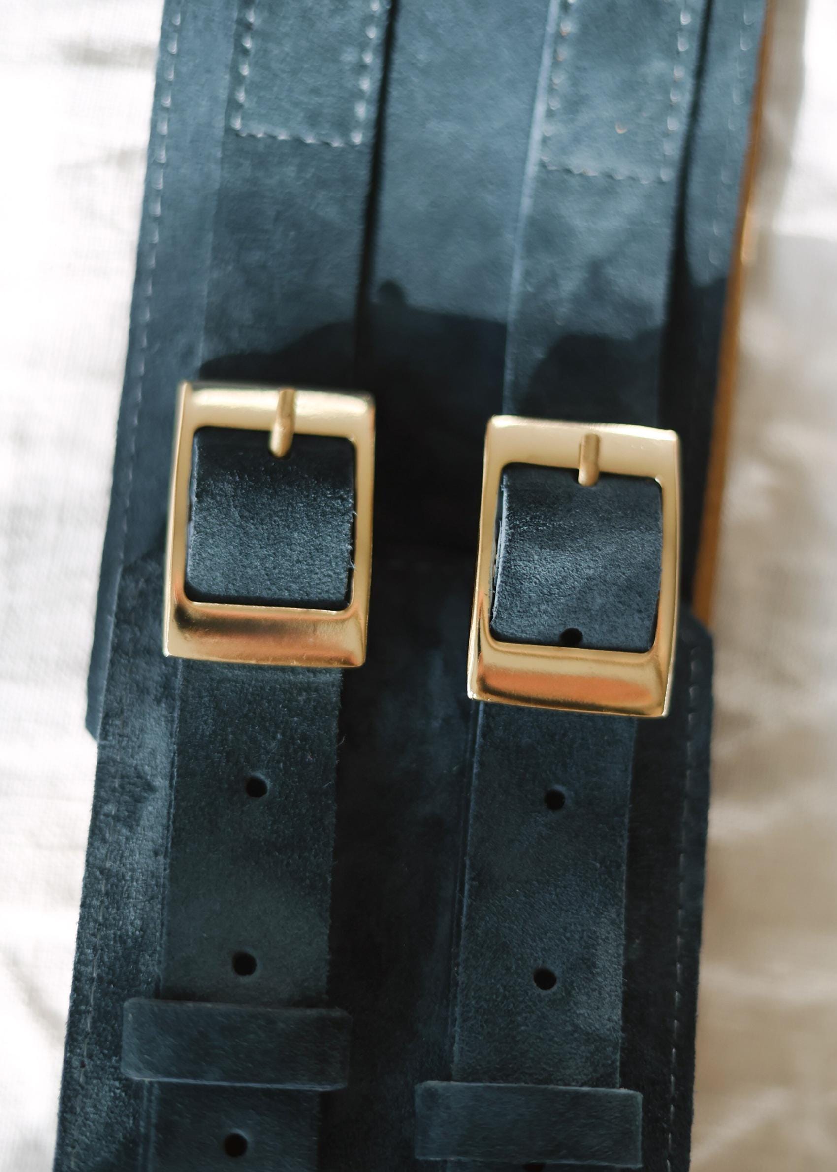 4623 Women\'s Wide Suede Waist Belt Adjustable Large Buckle Cinch Wide Suede Belt With Buckles – Brown Black Leather Waist  main image 3