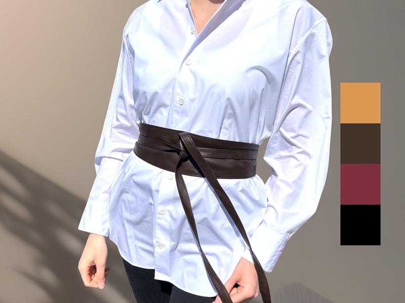 8867 Obi Waist Belt Black Wide Leather Corset Fashion Wrap Black Obi Waist Belt for Women, Stylish Wrap Belt, Goth Eco  main image 4
