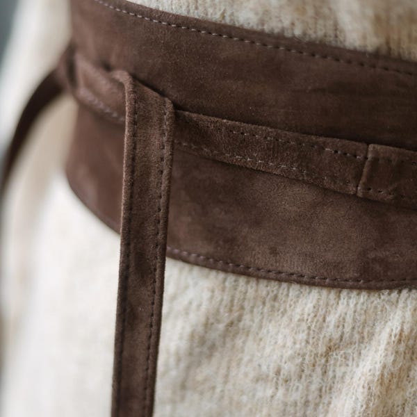 Dark Brown Suede Waist Belt – Wide Leather Obi Belt for Women | Fall Fashion Accessory