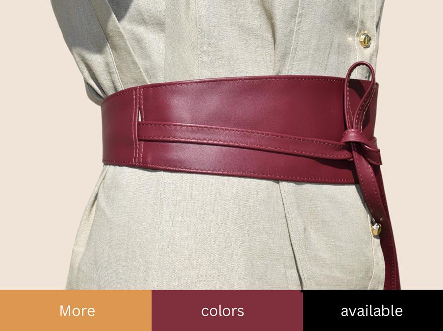 Black, Burgundy, Beige Waistline Belt Black Elastic Belt Waist Belt Skinny Waist Cincher Black  main image 4