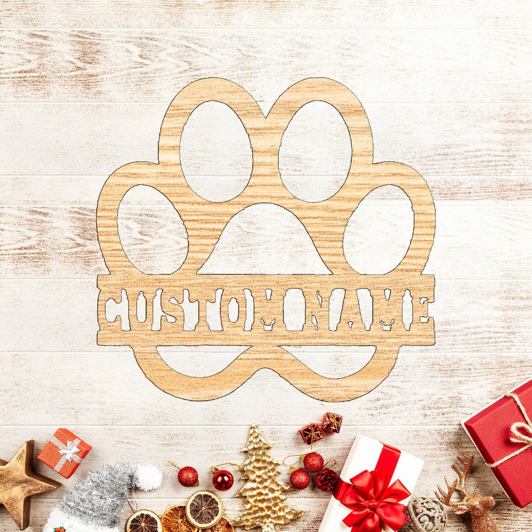 Custom Dog Paw Wooden Signpersonalized Dog Name Sign Etsy