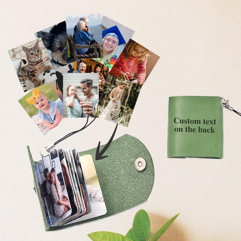 Custom Photo Album Keychains Personalised Leather Photos Keyring Mini