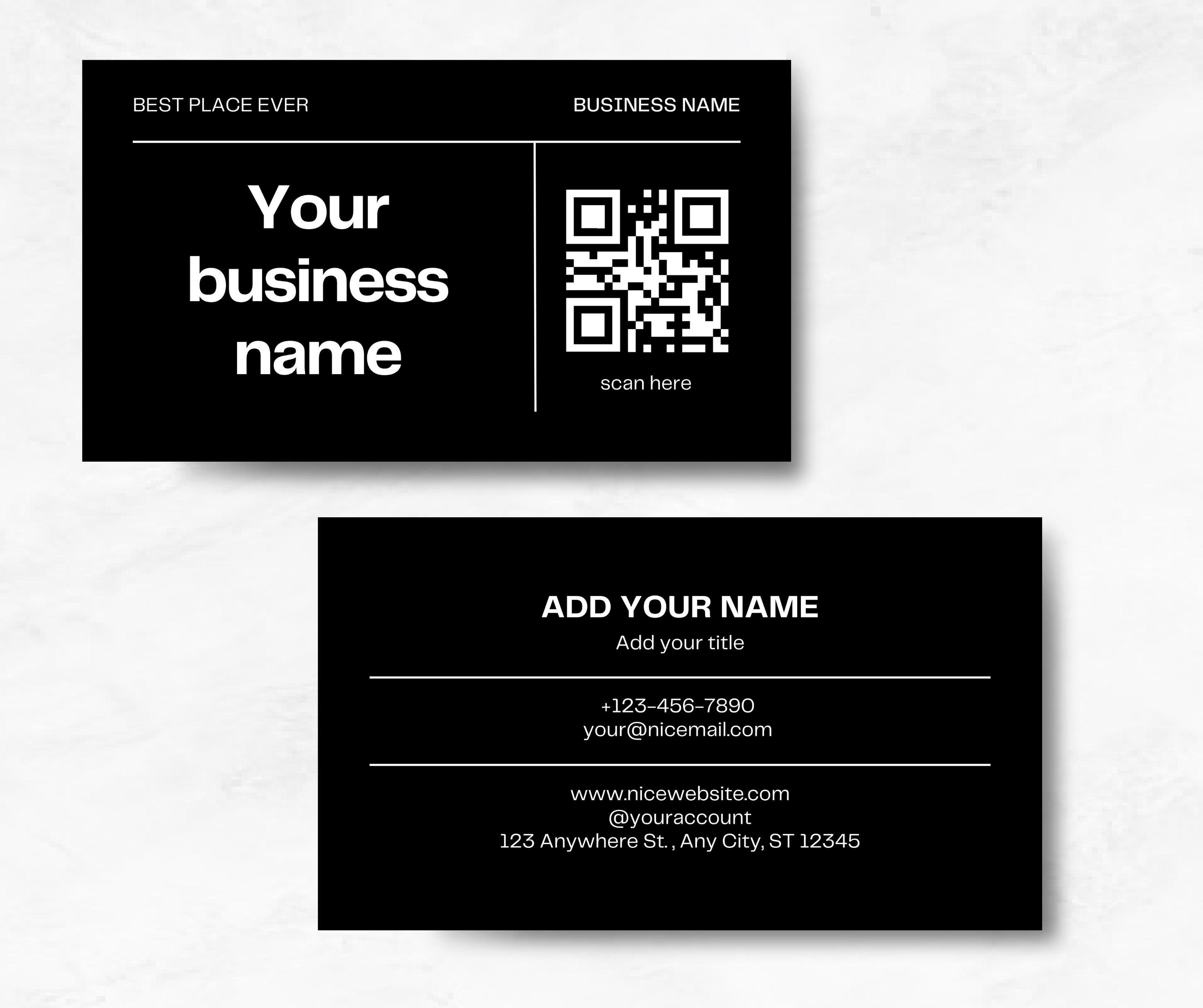 Editable Business Card QR Code Template Canva Template Etsy Australia