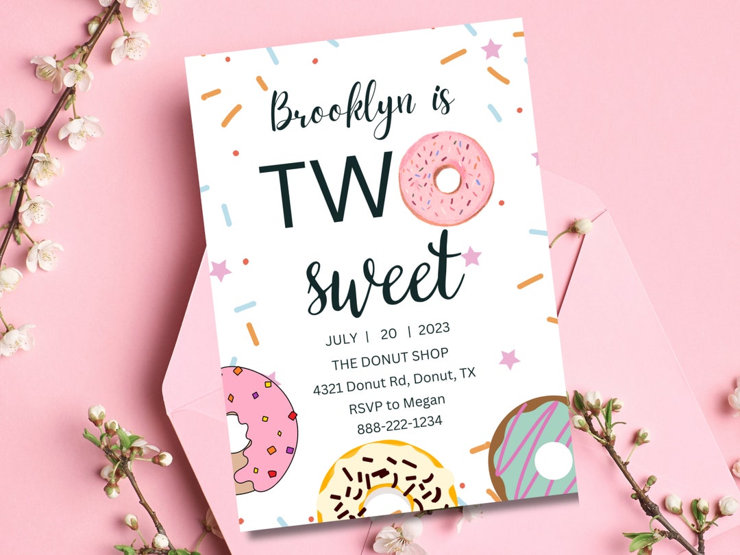 Two Sweet Birthday Invitation, Printable Party Invitation, Digital Kids