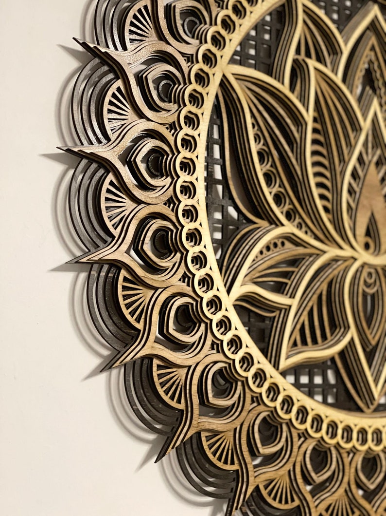 Lotus Flower Wooden Mandala, Mandala Wall Art, Wall Decor, Lazer Cut