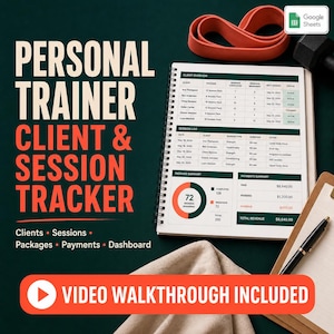 Personal Trainer Client Tracker | Workout Plans, Sessions & Progress Spreadsheet