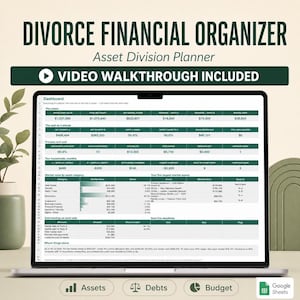 Divorce Financial Organizer Spreadsheet | Asset Division & Settlement Planner | Marital Property Split Calculator Template