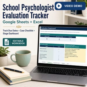 School Psychologist Evaluation Tracker | Due Dates, Case Checklist & Workload Dashboard | Google Sheets + Excel