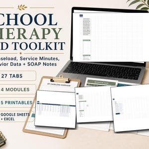 School Therapy SPED Digital Toolkit | IEP Caseload Tracker, Behavior Data, SOAP Notes, Service Minutes | Google Sheets + Excel Bundle