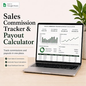 Sales Commission Tracker | Rep Quota, Tiered Payout & Leaderboard Calculator | Excel and Google Sheets