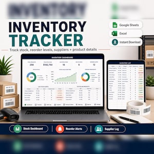 Small Business Inventory Spreadsheet | Stock, Supplier, COGS Tracker (Digital Download) | Google Sheets Template