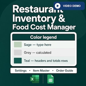 Restaurant Inventory & Food Cost Spreadsheet (Excel, Google Sheets)