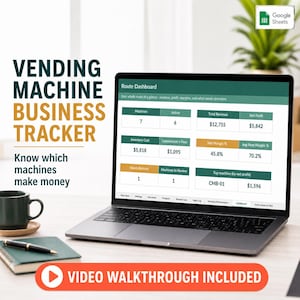 Vending Machine Business Tracker | Inventory, Restock, Sales & Profit Spreadsheet