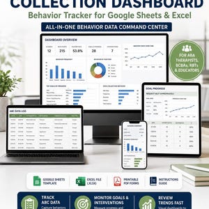 ABA Data Collection Dashboard | Behavior Tracker Google Sheets & Excel (Digital Download)