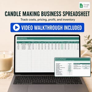 Candle Making Business Spreadsheet | Cost, Pricing, Profit Tracker (Google Sheets, Excel)