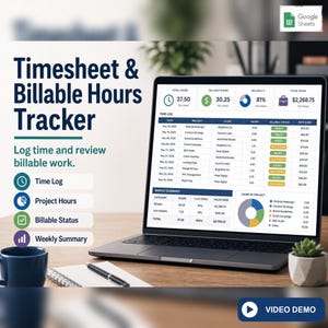 Stundennachweis & Abrechnungsstunden-Tracker | Zeiterfassung für Freelancer | Google Sheets-Vorlage