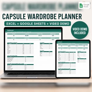 Capsule Wardrobe Planner | Closet Inventory, Outfit Planner & Cost-Per-Wear Spreadsheet