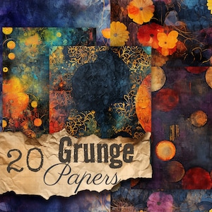 Colorato Grunge stampabile documenti digitali spazzatura Journal sfondo download immediato per uso commerciale