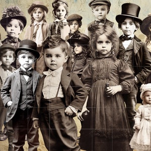Victorian vintage Children clipart Bundle 24 cliparts PNG, transparent, Junk Journal, Scrapbooking, Victorian era toddlers, Fussy cuts