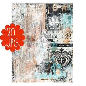 Colección 20 fondo de papel para Junk Journal collage de papel vintage descarga instantánea CU