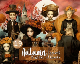 Victorian Ladies Autumn Scrapbooking Kit, 10 Elements, 6 Papers, junk journal, commercial Use, Download, Printable Sheets