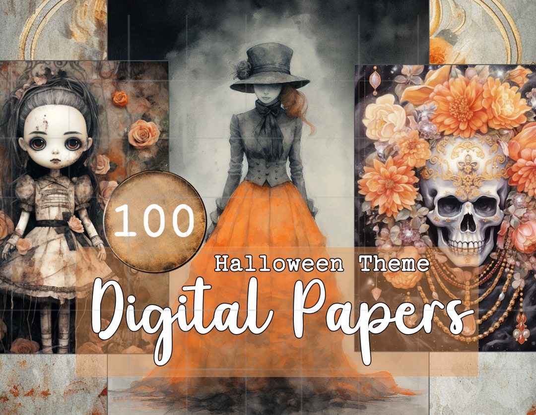 BUNDLE Digital Papers X 100 Halloween Junk Journal Gothic Dark Dreamy ...