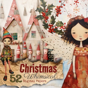 Whimsical Christmas Junk Journal Christmas clipart Scrapbook Supply Pages Digital Items commercial use