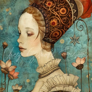 Cliparts 20 Images Eccentric Renaissance Style Woman Portrait Instant Download Commerical Use Junk Journal