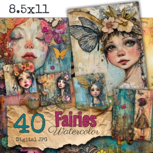 The Fairies Queens of invisible worlds mystical characters card artwork Watercolor Scrapbook Digital commercial use Junk Journal