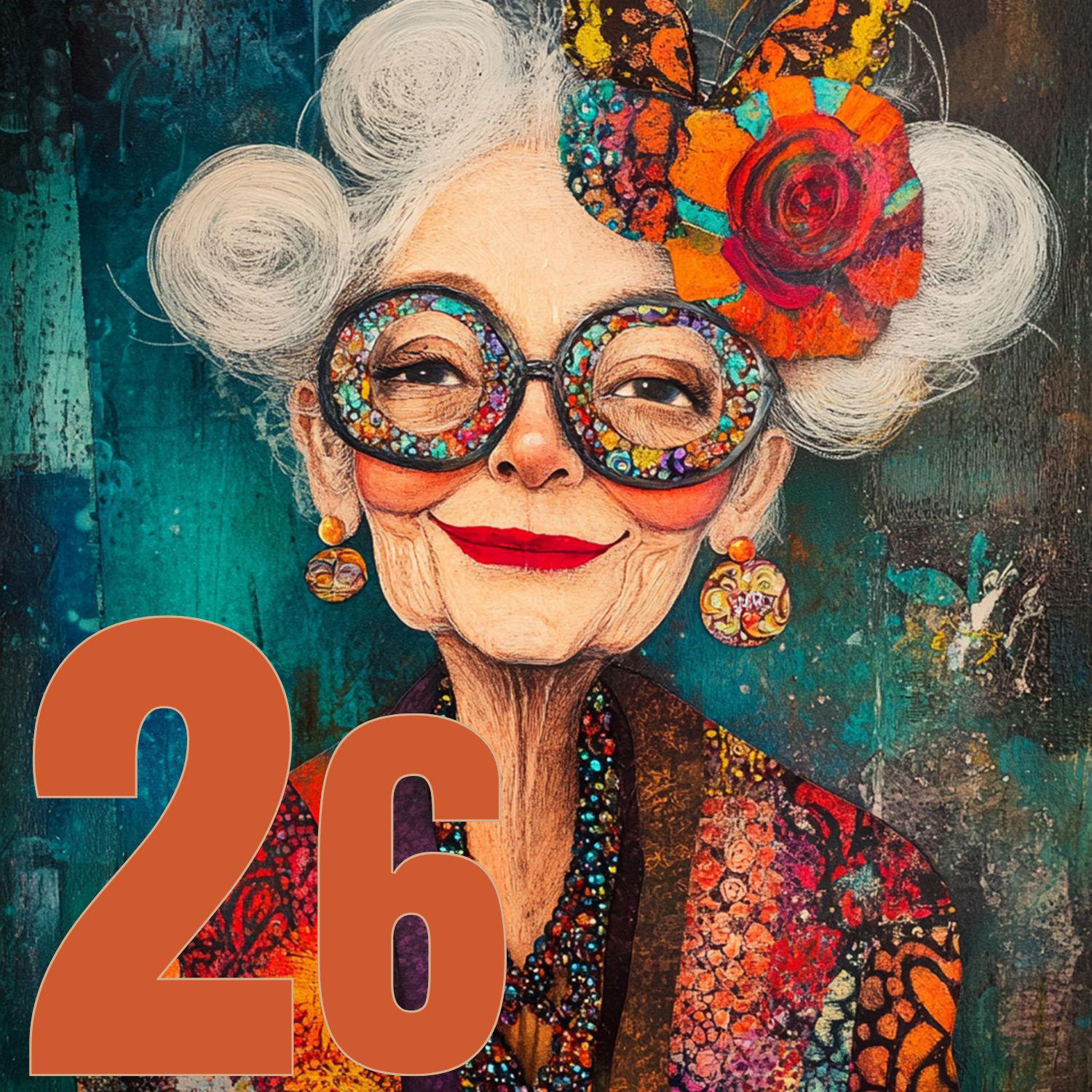 26 Vintage Pop Portraits Eccentric \u0026 Stylish Older Women Digital Art JPG  11x8.5\, image size:1500x1500