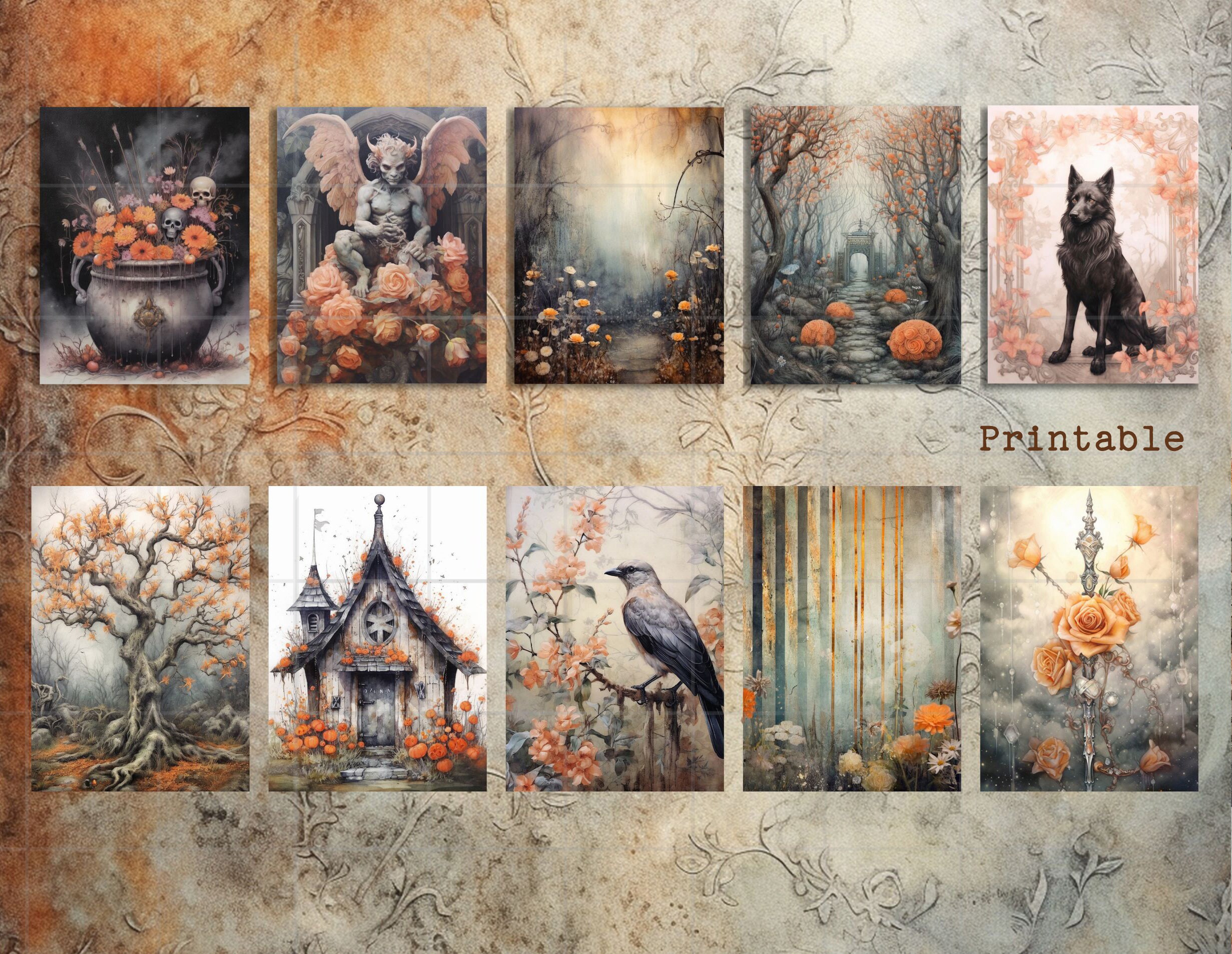 BUNDLE Digital Papers X 100 Halloween Junk Journal Gothic Dark Dreamy ...