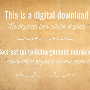 May include: A digital download announcement on a textured, sepia-toned background. The text reads "This is a digital download. No physical item will be shipped." A watercolor poppy and other floral accents are included.