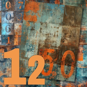 12 Images Digitales Grungy Métal Vieilli avec Impressions de Chiffres  Idéal Scrapbooking Junk Journals et Art Digital  3 Formats Inclus