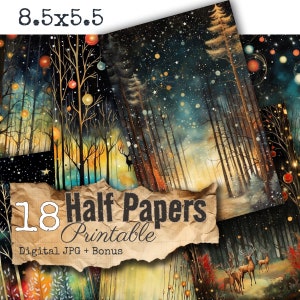 Foresta incantata 18 creazioni digitali incantevoli per la spazzatura di Natale Diario Foglio di collage di scrapbooking Uso commerciale Download immediato