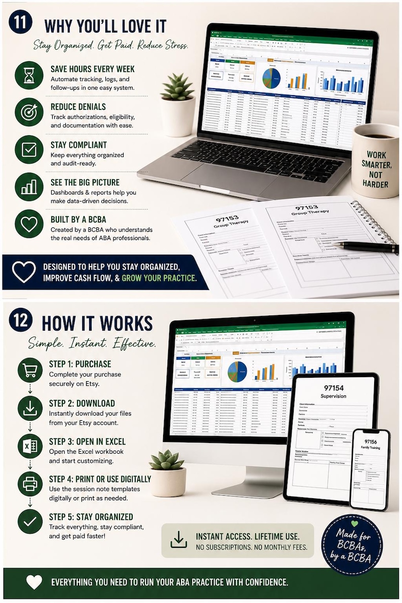 Sample 97153 Notes ABA Billing Tracker & Session Notes | Excel, PDF Download - Etsy