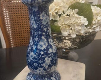 Chinoiserie blå och vit körsbärsblomsljusstake