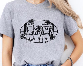 Custom Football Cheer Shirt Mom of Football & Cheer Back Print Short Sleeve Shirt Football and Cheer Tshirt Gift for Sports Mom Cheerleading