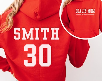 Custom Hockey Goalie Mom Hoodie, Gameday Ice Hockey Sweatshirt, Personalized Hockey Mama Gift Hockey Goalkeeper Pullover