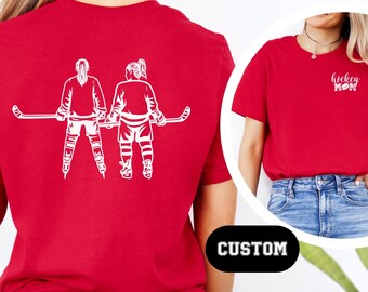 Custom 2 Player Girls Hockey Mom Shirt 2-Sided Hockey Shirt Game Day Apparel Hockey Mom Gift Hockey Mama Personalized Name Number Hockey