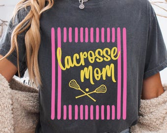Lacrosse Mom Comfort Colors Shirt, Striped LAX Mom Tee, Game Day Graphic Tshirt, Girls Lacrosse Mom Top, Lacrosse Mom Gift, Sports Mom Gift