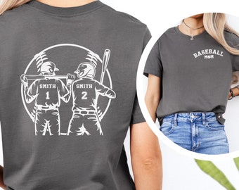 2 Player Baseball Mom Shirt Custom 2 Sided Baseball Shirt Game Day Apparel Football Mom Gift Proud Baseball Mama Personalized Name Number