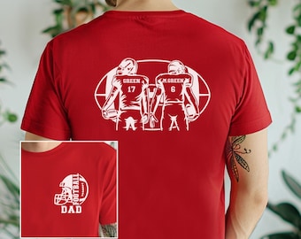 Fußball Custom 2 Spieler Dad Shirt 2 Seitiges Fußballshirt Vorderseite Rückseite Bedrucktes Fußballshirt Fußball Papa Geschenk Fußball Tshirt Männer