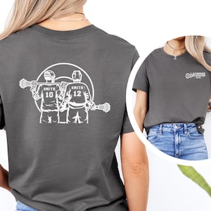 Custom 2-Player Lacrosse Mom Shirt Lacrosse Graphic T-shirt Game Day Apparel Lacrosse Mom Gift Lacrosse Tshirt Personalized Lacrosse Brother