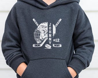 Personalisierter Kinder Hockey Hoodie, Jugend benutzerdefinierter Name Pullover, Geschenk für Enkelkinder, Mädchen Hockey Sweatshirt, Jungen Hockey Geschenk