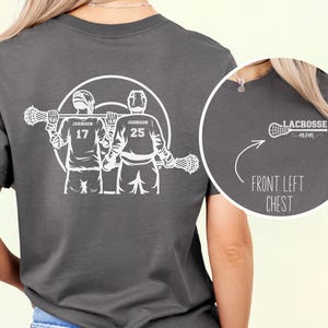 Custom 2-Player Lacrosse Mom Shirt Lacrosse Graphic T-shirt Game Day Apparel Lacrosse Mom Gift Lacrosse Tshirt Personalized Lacrosse Brother