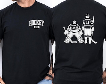 Custom 2 Player Hockey Dad Shirt Brothers 2-Sided Hockey Shirt Game Day Apparel Hockey Father Gift Personalized Hockey Goalie Skater T Shirt